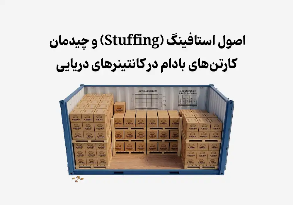 اصول استافینگ (Stuffing) و چیدمان کارتن‌های بادام در کانتینرهای دریایی