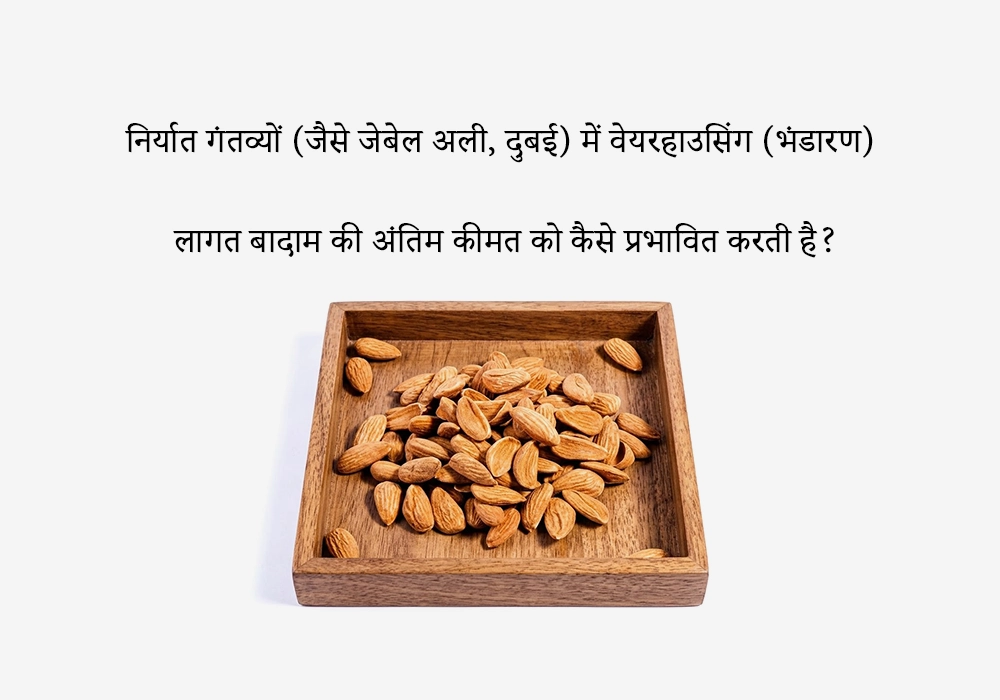जेबेल अली वेयरहाउसिंग लागत बादाम निर्यात कीमत को कैसे प्रभावित करती है