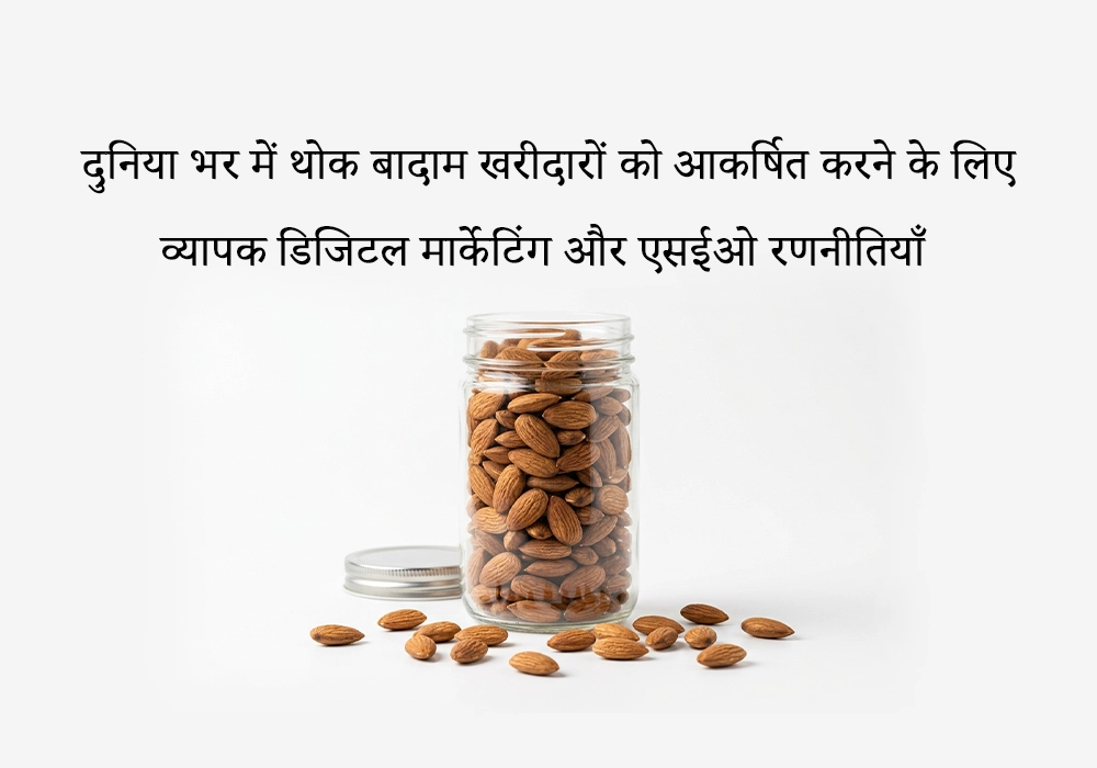 दुनिया भर में थोक बादाम खरीदारों को आकर्षित करने के लिए व्यापक डिजिटल मार्केटिंग और एसईओ रणनीतियाँ